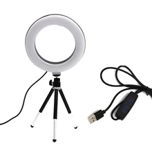 

16cm 6inch Selfie Desktop Ring Light LED Lamp with Tripod Stand for Selfie Live Stream Makeup YouTube Video Photography Studio