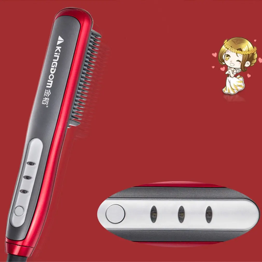 KD-388B Mini-roll Straight Dual Use Electric Splinter Hair Straighten Comb Hair Straightener Hair Curler Hairdressing Tools