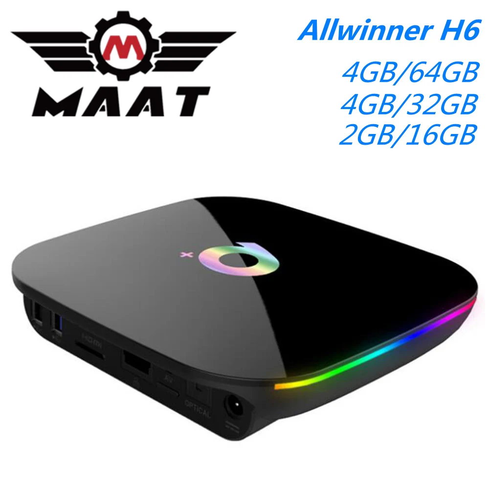 ТВ приставка MAAT на Android 9 0 4 Гб ОЗУ 64 ГБ 32 четырехъядерный Allwinner H6 2 16 6K H.265 ГГц Q Plus