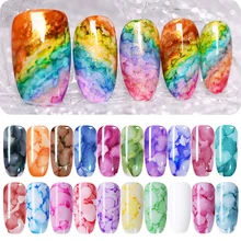 Nicole Diary 15 мл цветок блеск лак для ногтей набор сверкающих акварельных чернил дым мраморный эффект лак Декоративный Лак для ногтей 6 мл комплект