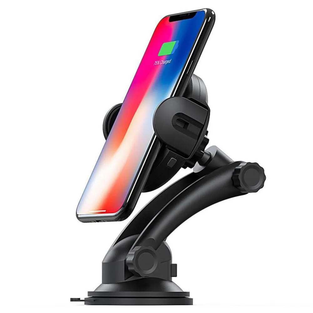 Car Mount Holder Smart Wireless Charger for iPhone X 8 Automatic Infrared Sensor Mobile Phone Wireless Charging Docking Stand