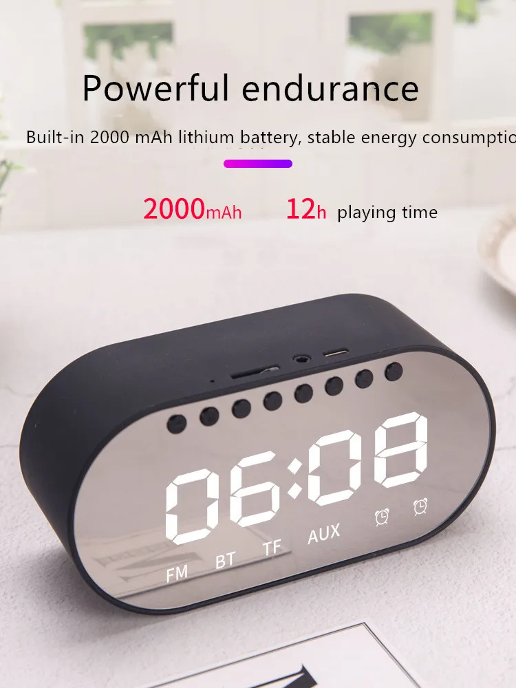 Будильник с bluetooth-колонкой двойной будильник беспроводной портативный динамик домашнее зеркало косметическое экран Caixa De Som Altavoz F4040F