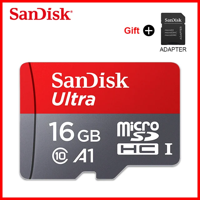 100% Original Sandisk Ultra Micro SD 128GB 64GB 32GB 16GB Memory Card 16GB microsd card TF/SD Flash Card C10 for Phone UAV GPS 16GB adapter