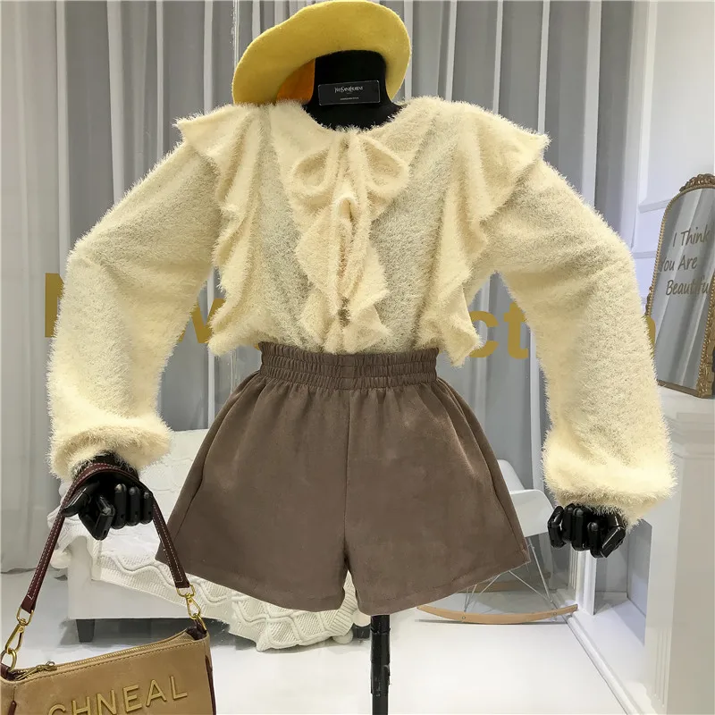 Mew Ruffles Blusas Mujer De Moda женские блузки женские рубашки в стиле Лолиты с рукавом-фонариком и круглым вырезом однотонная женская одежда