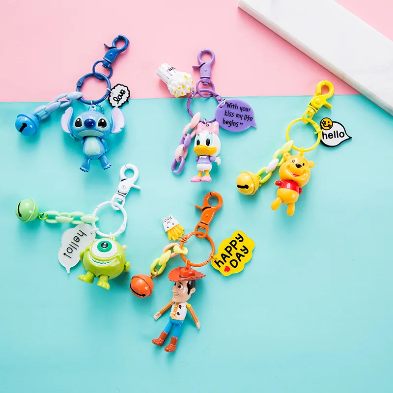 Disney Mickey Mouse Minnie Toy Story Woody Buzz Lightyear Stitch Cartoon Figure Keychain Toys Anime Keyring | Игрушки и хобби