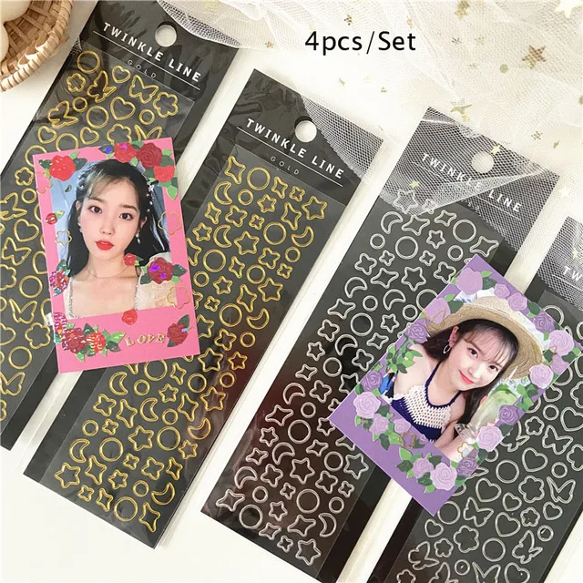 SKYSONIC 2/4/5/6/8pcs/10pcs Full Set Series Decorative Stickers Idol Card Album Scrapbooking Sticker Korean Stationery Suppliers 4 pcs set