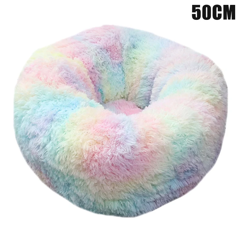 multicolor Pet плюшевый пончик Cuddler кошки кровать теплый мягкий утолщенный повышенный коврик для собак и щенков Подушка BJStore - Color: multicolor