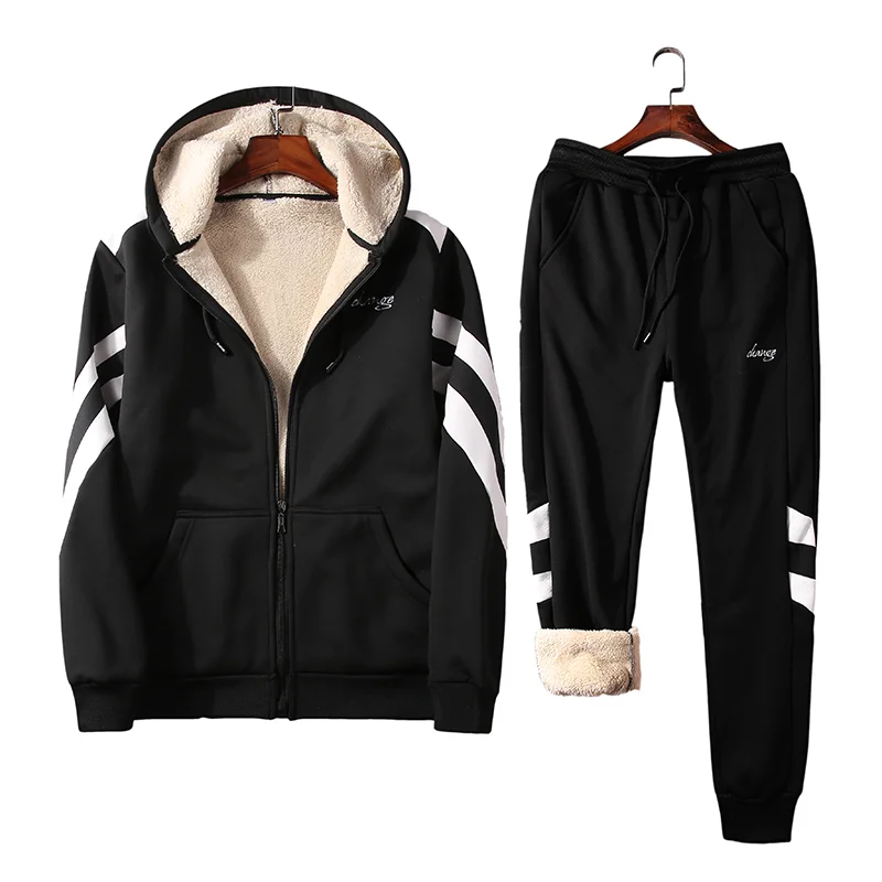 Plus Size New Men's Sets Fashion Brand Tracksuit Lined Thick Sweatshirt + Pants Sportswear Suit Male Pure Cotton Winter Suit Plus Size New Men's Sets Fashion Brand Tracksuit Lined Thick Sweatshirt + Pants Sportswear Suit Male Pure Cotton Winter Suit