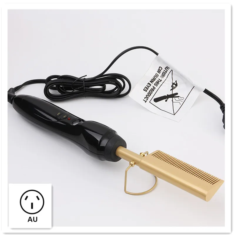 AU Plug Электрический выпрямитель, палочка, щипцы для завивки волос, горячая выпрямление, электрическая расческа из титанового сплава, расческа для завивки волос, уход за волосами YJ4 - Цвет: AU Plug