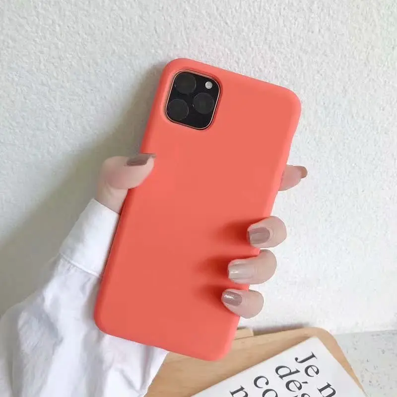 Sealed Liquid silicone Phone Case For iPhone 11, 11 Pro Phone Case For iPhone 11 PRO Max 6.5 inch Phone Back Coque Cover Case - Цвет: Coral Red