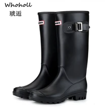 Whoholl/брендовые высокие сапоги на молнии в стиле панк; Женские однотонные непромокаемые сапоги; уличная резиновая водонепроницаемая обувь для женщин; большие размеры 36-41