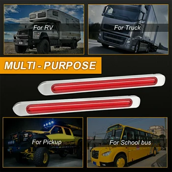 

2X 17" Truck Trailer Tail Light Bar Red Yellow LED Brake Strip Turn Signal Stop PC+ABS (Polycarbonate Lens)