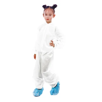 

Disposable White Child Protective Clothing Kids Disposable Hazmat Suit Safety Coverall Dust Suit Overall One Size wholesale