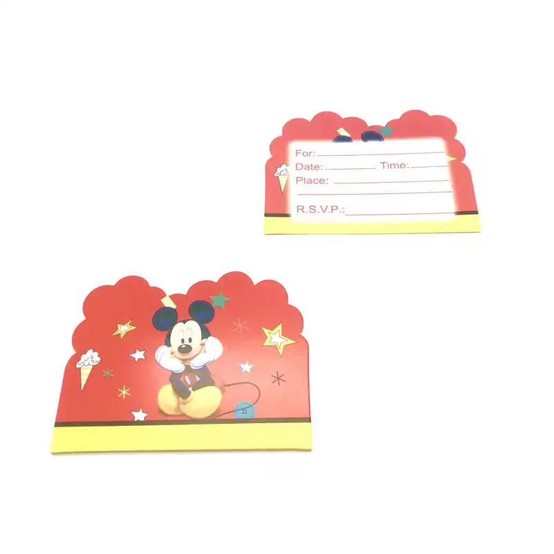Tarjetas De Invitacion Rojas De Mickey Mouse Decoraciones Para Fiesta De Cumpleanos Suministros De Fiesta Para Ninos Tarjeta De Baby Shower 10 Uds Tarjetas E Invitaciones Aliexpress