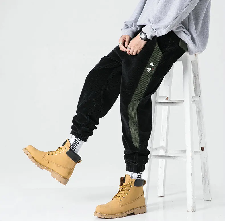 Хлопковые брюки мужские зимние теплые Дамские Брюки с кулиской в китайском стиле мужские брюки хип-хоп Jogger Брюки мужские M-5XL