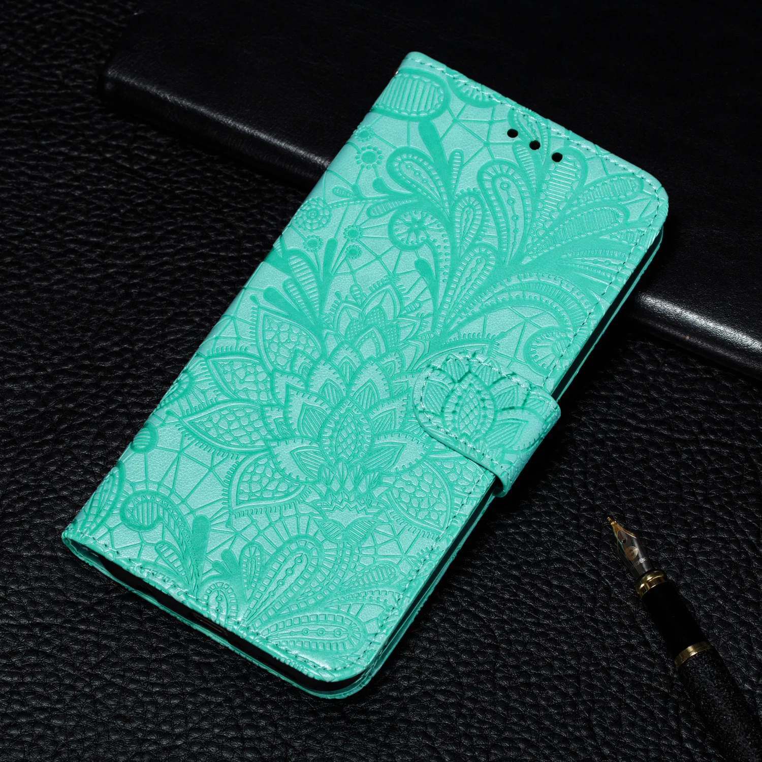 Floral Design Wallet Phone Case with Card Holder Slots and Stand Functionality