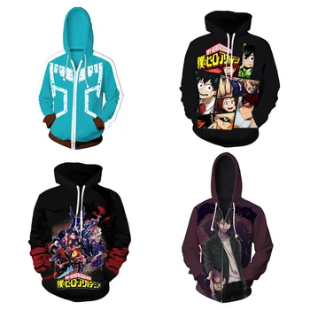 

Boku no Hero Bakugou Katsuki/Iida Tenya/Todoroki Jackets Cosplay Costume My Hero Academia Sportswear Hooded zipper Sweatshirts