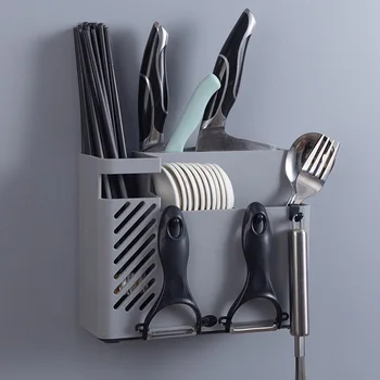 

Storage Large Capacity Space Saving Punch Free Kitchen Wall Mounted Firmly Multifunction Moistureproof Tableware Rack Drain Tray