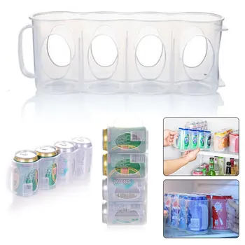 

4 Pack Beer Soda Can Holder Storage Organization Fridge Rack Plastic Space White
