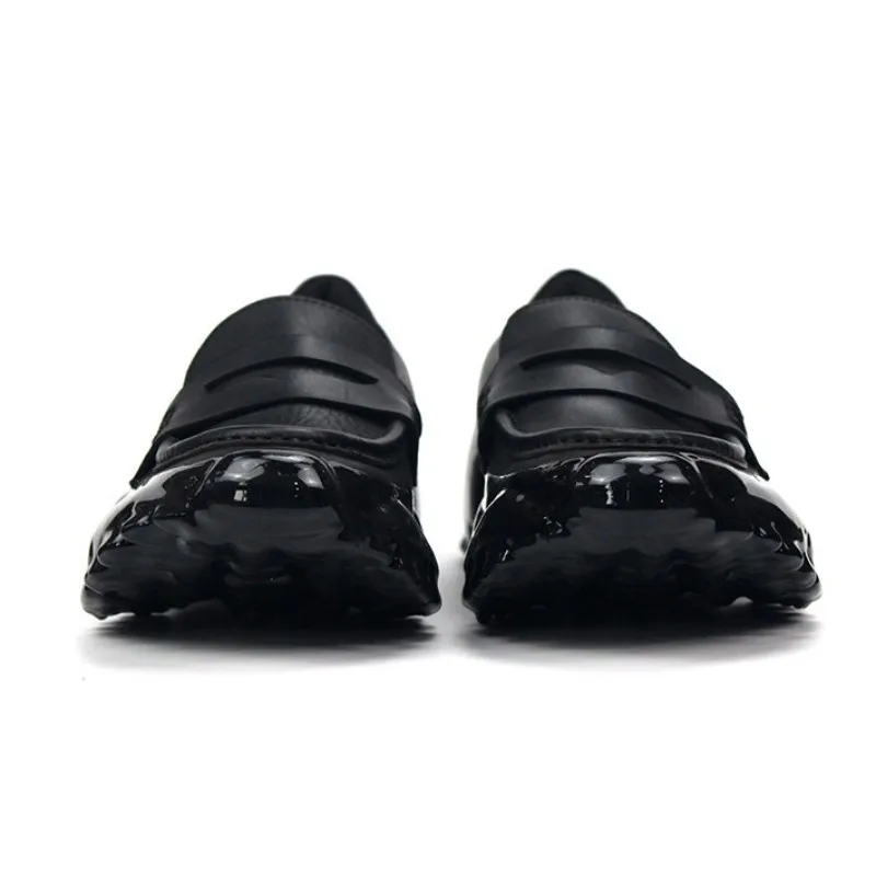 Italian Designer Mens Genuine Leather Dress Shoes Gothic Thick Platform Slip On Loafers Moccasin Gommino Wedding Formal Shoes