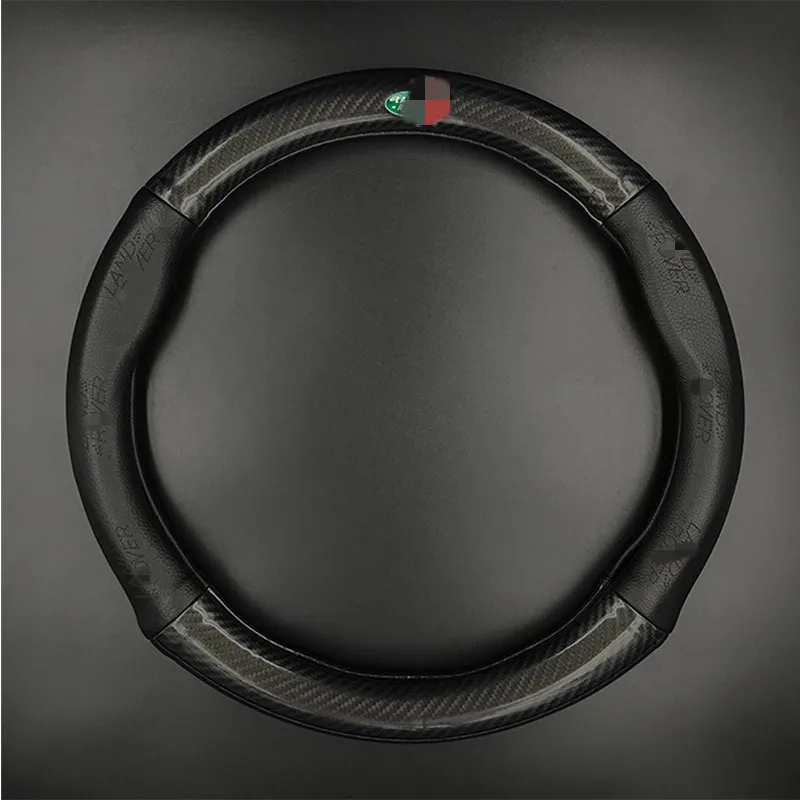 38cm Black ManH FenT углеродное волокно коровья кожа Чехол рулевого колеса автомобиля для Range Land Rover Defender freelander Discovery Sport X9 Evoque - Название цвета: 38cm Black