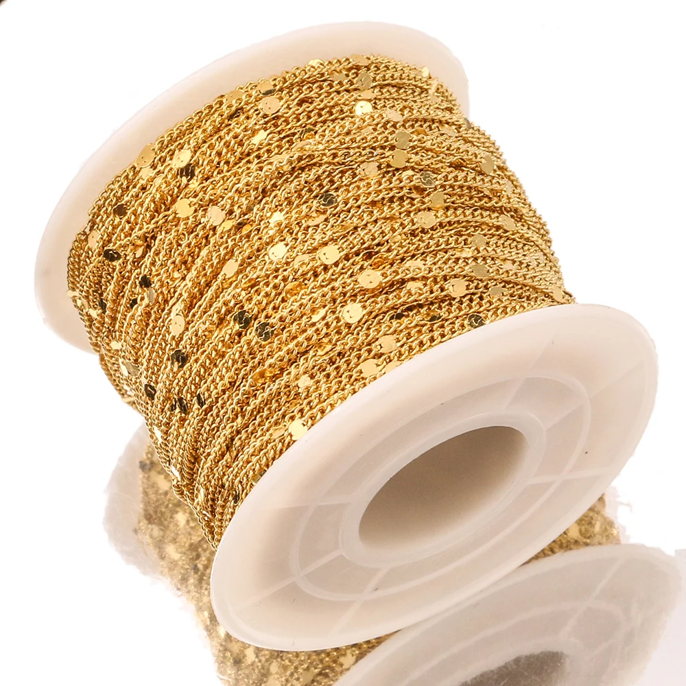 2Meter Width 1.5mm Stainless Steel Gold Press Rounding Chains for Earring Anklet Necklace Jewelry Making DIY Handcrafts Supplies