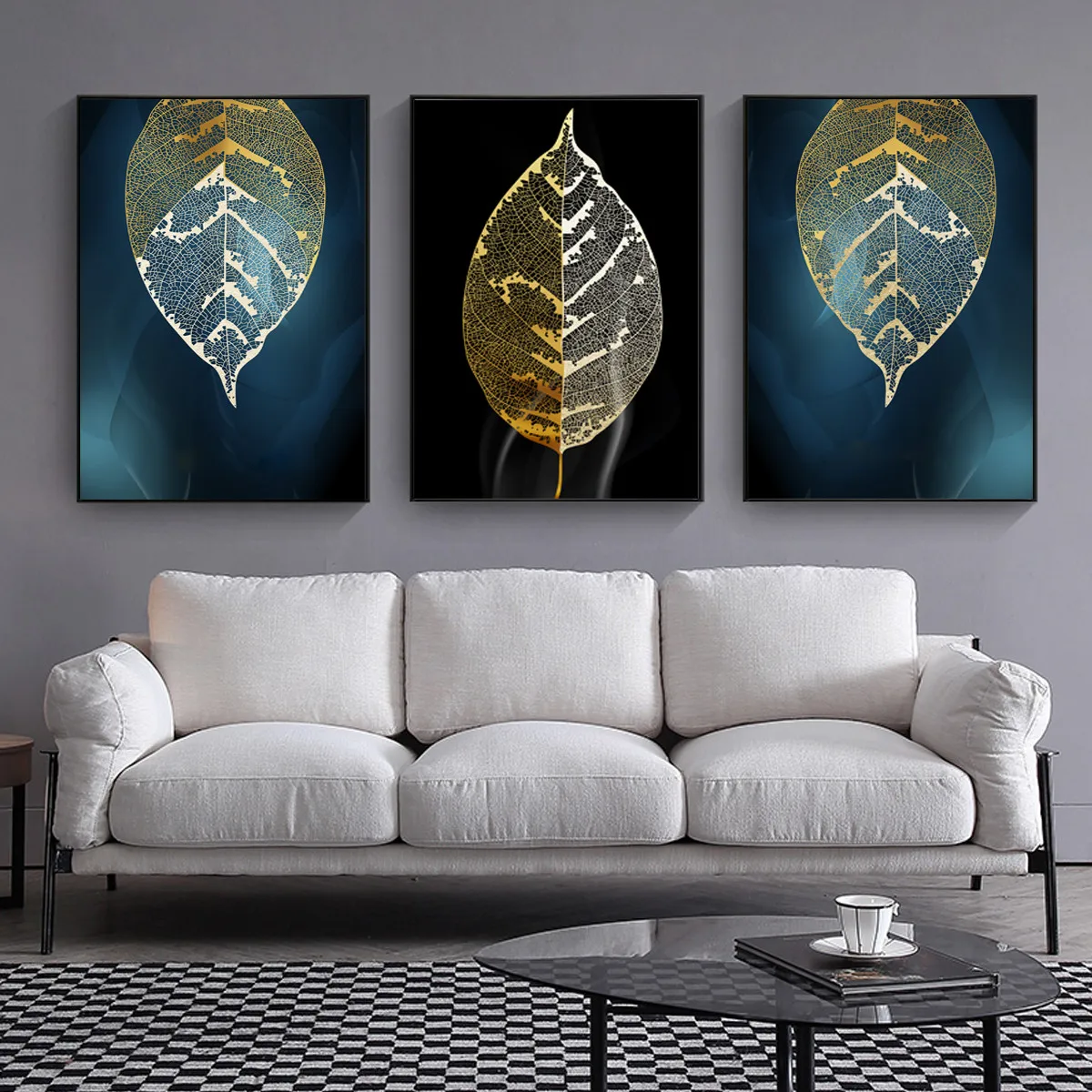 Modern Gold Leaf Veins Abstract Canvas Poster Art Hanging Wall Picture Nordic Home Decor | Дом и сад