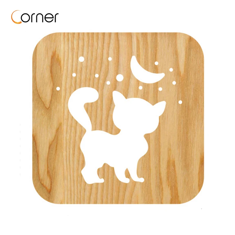 

Acecorner Creative 3D Wooden Night Light DIY Cute Cat LED USB Animal Lamp Novelty Kid Bedroom Decor Lampara Table Children Gift