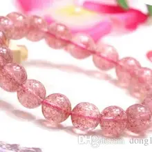 Натуральный ледяной кварц клубника стеклянный эластичный браслет с жемчужинами 7 мм