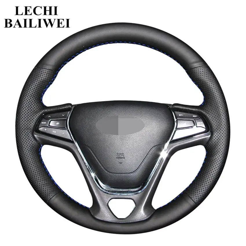 

Black Genuine leather Hand-stitched Anti-Slip Wrap Car Steering Wheel Cover for Chery Arrizo 5 Car accessories