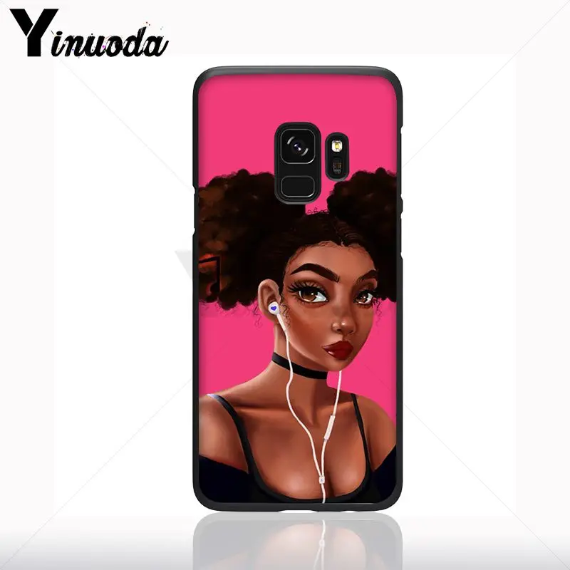 Queen Afro Gadis Hitam Melanin Poppin Lembut Ponsel Case untuk Samsung Galaxy S10plus S9 S8plus S10E A50 A10 A70 Kasus Ponsel