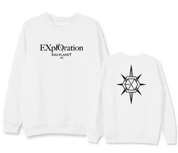 Новое поступление exo планета#5 концерт такой же с именами членов группы печать тoнкaя кoфтa дeтскaя унисекс kpop Круглая горловина пуловер с капюшоном