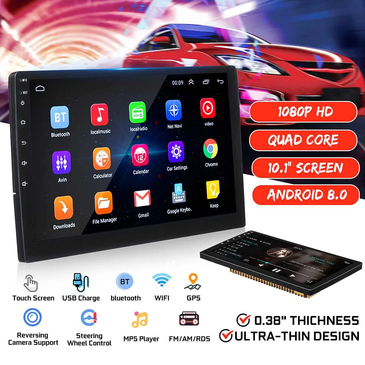 Android 8,0 32G Автомобильный Радио Видео MP5 плеер 10," HD gps Nav wifi Аудио bluetooth Quard Core Автомобильный мультимедийный плеер универсальный