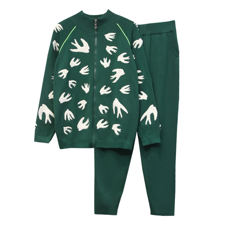 HIGH STREET Новый стильный 2019 Подиум костюм набор женский птица тиснением куртка на
