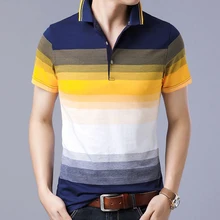 Полосатые мужские рубашки поло, топы с коротким рукавом и отложным воротником, рубашки поло для гольфа, мужские хлопковые брендовые мягкие повседневные футболки поло