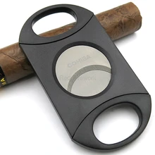 COHIBA Высококачественная пластиковая ручка металлическая нержавеющая сталь супер острые лезвия большое отверстие сигары ножничный резак