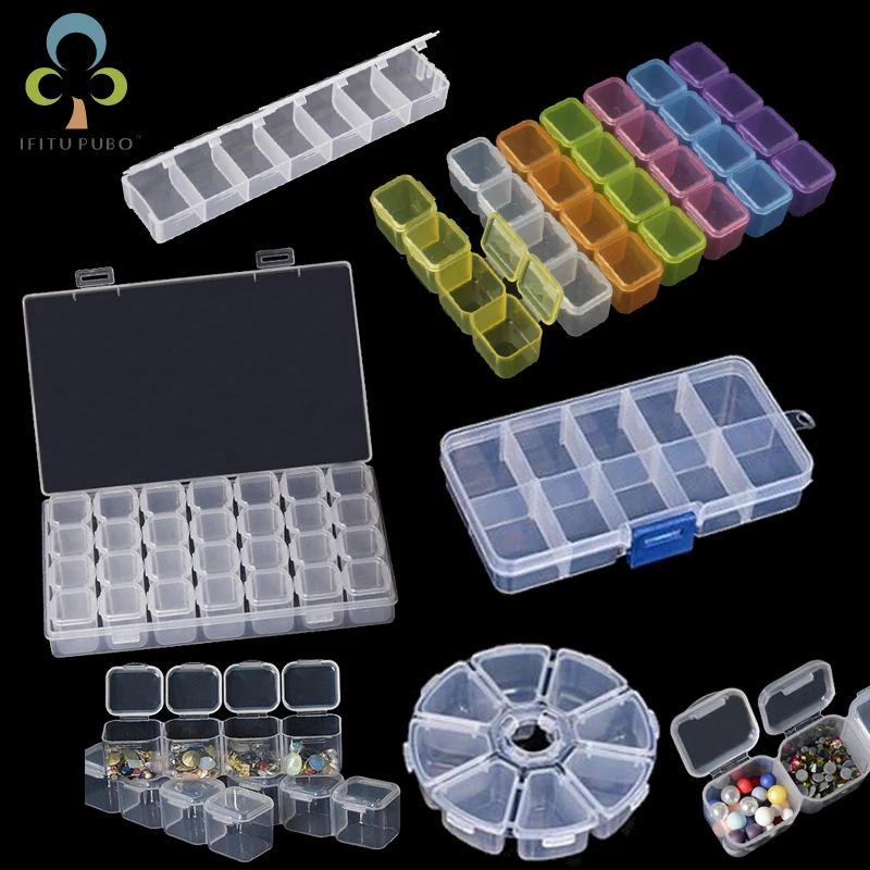

Adjustable 7-28 Grids Compartment Plastic Storage Box Jewelry Earring Bead Screw Holder Case Display Organizer Container GYH