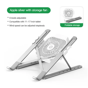 

Portable Foldable MacBook Stand Adjustable Aluminum Alloy Notebook Holder Laptop Stand With Cooling Fan for 10-17inch Laptop New