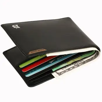 

Brief Men Cowhide Wallet Multi-Card Bifold Slim Short Credit Card Holder Simple Clutch Bag Casual Male Black Coin Purse