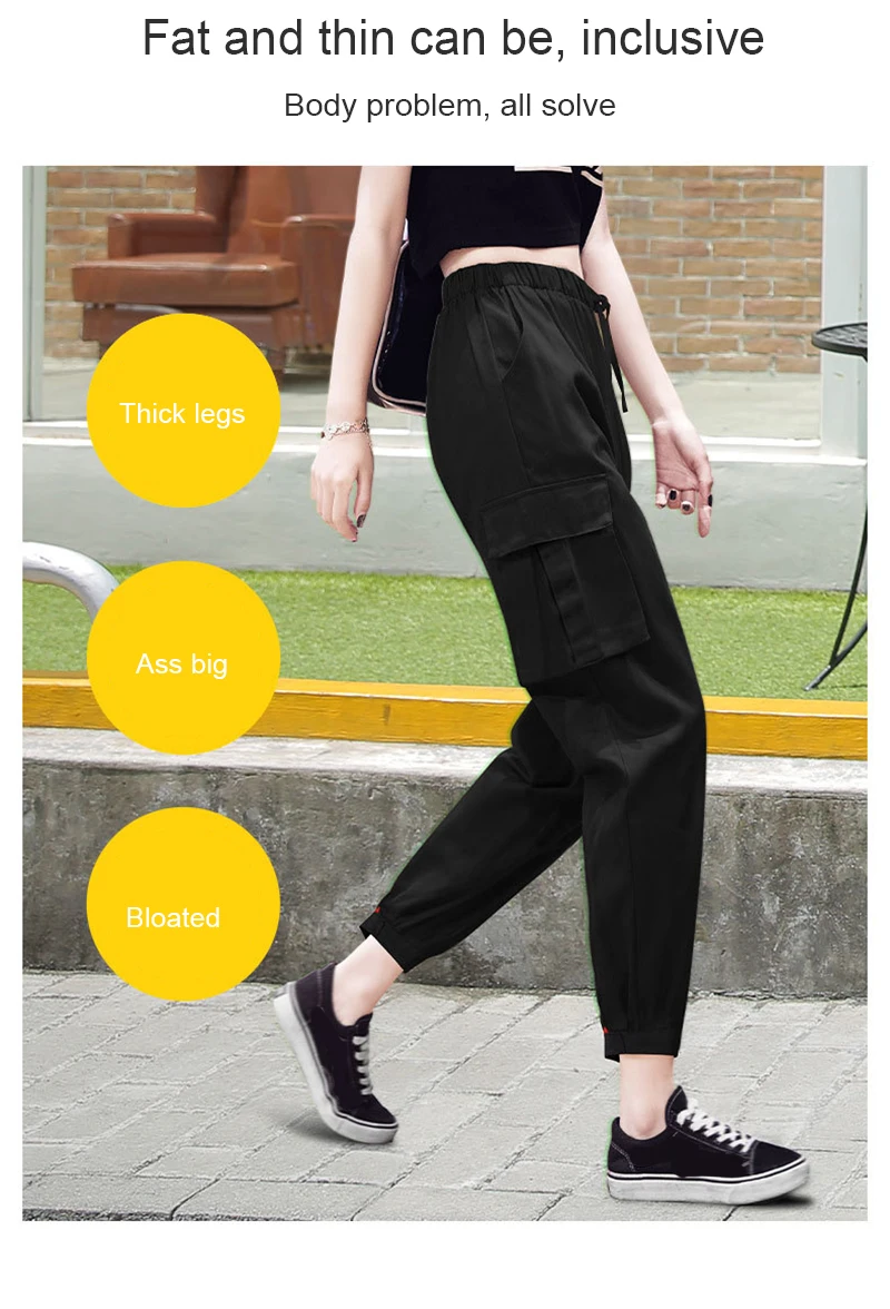 Cargo Pants Women High Waist Ballroom Dance Pants for Women Solid Color  Pantalon Femme Women Pants Jogger Black Trousers Women