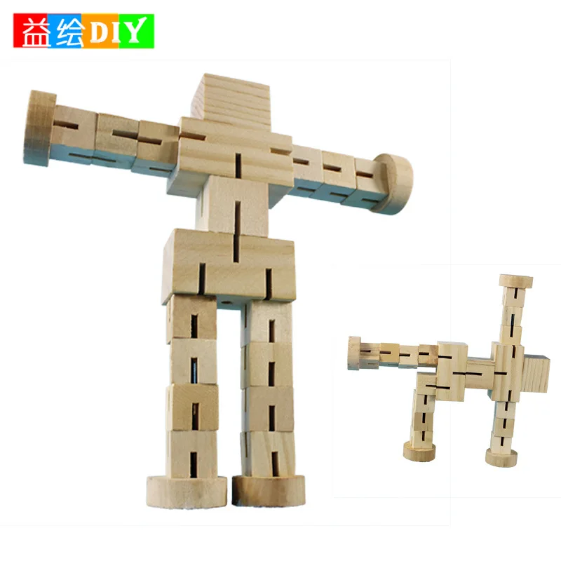 

CHILDREN'S Toy Wooden Autobots Flexible DIY Wood Robot Stereo Elastic Educational Model