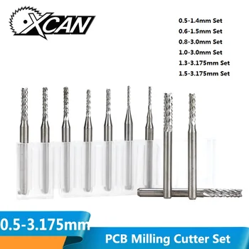 

XCAN 10pcs 0.5-3.175mm PCB Machine Milling Bit Engraving Bit 3.175mm Shank Carbide End Mill PCB Milling Cutter