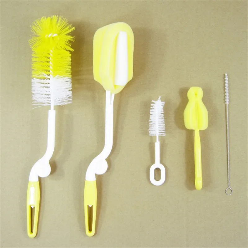 5pcs/set Baby Bottle Sponge Brushes Dummy Nipple Pacifier Brushes Milk Feeding Bottle Brush Infant Pacifier Cleaner Random Color