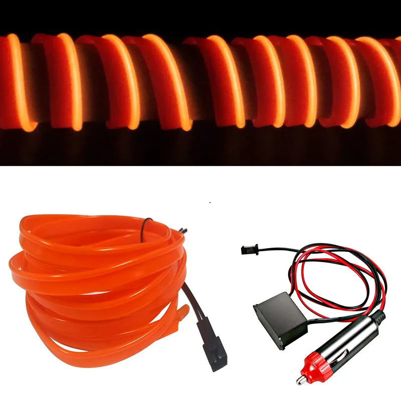 1 м, 3 м, 5 м, светодиодный холодный светильник, источник света, лампа для украшения автомобиля, неоновая лампа 6 мм, шовный EL светодиодный светильник для танцевальной вечеринки - Цвет: Orange