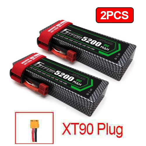 2PCS5200mahXT90 2 шт 7,4 V 5200 45c 7000mAh 60C GTFDR LiPo аккумулятор 2S HardCase для 1/8 1/10 RC модель автомобиля TRX Slash Emaxx - Цвет: 2PCS5200mahXT90