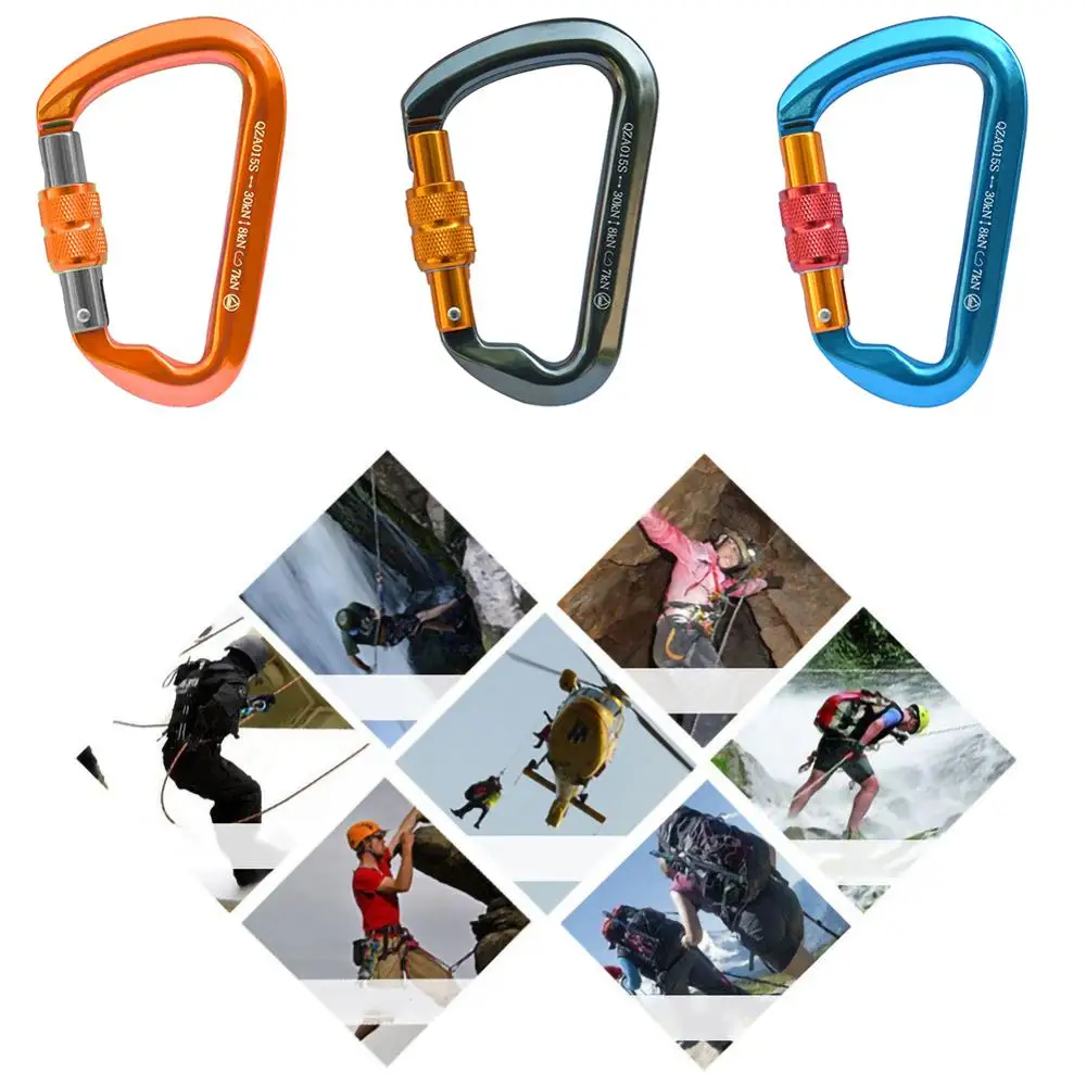 30KN винтовой дверной замок карабин типа D кольцевой крючок наружное оборудование