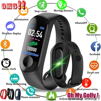 

OMH !!! M3 Color IPS Screen Smart Sport Fitness Bracelet Blood Pressure Activity Tracker Smart Wristband For Men Women Watches