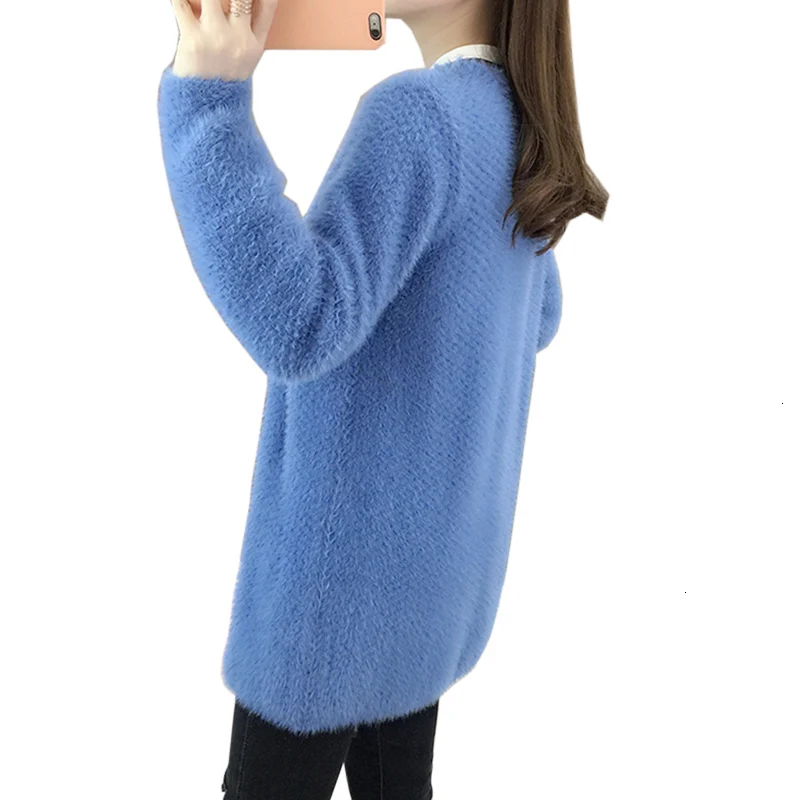 

Trui Long loose coat female 2019 New reindeer Winter Thick long sleeves vest knitted sweater coat Women LU961