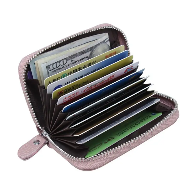 

Women Wallet Credit Card Holder Genuine Leather Small Change Zipper Bag Pocket Purse F42A