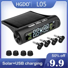 Hgdo carro sistema de alarme pressão dos pneus segurança energia solar display digital inteligente carro tpms sistema detector